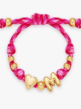 NEW 14K Gold-Plated Knotty
Bubble Letter Initial Heart Bracelet